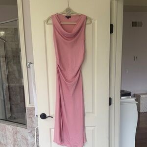 bebe Pink Sleeveless Cowl-Neck Maxi Dress